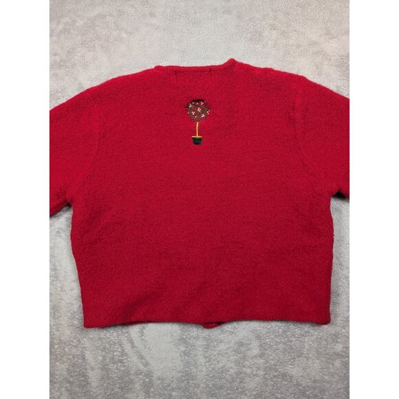 Karen Scott Pure Wool Cardigan Sweater Womens XL Plants Grandmacore Nostalgia - Picture 10 of 10